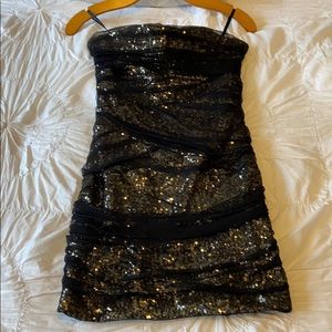 Bebe black and silver sequin dress, size small